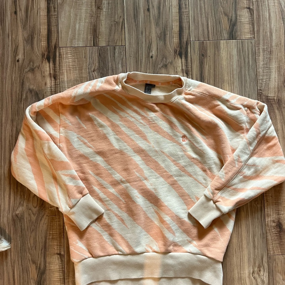 Sweaty Betty Orange Striped Crewneck Sweatshirt